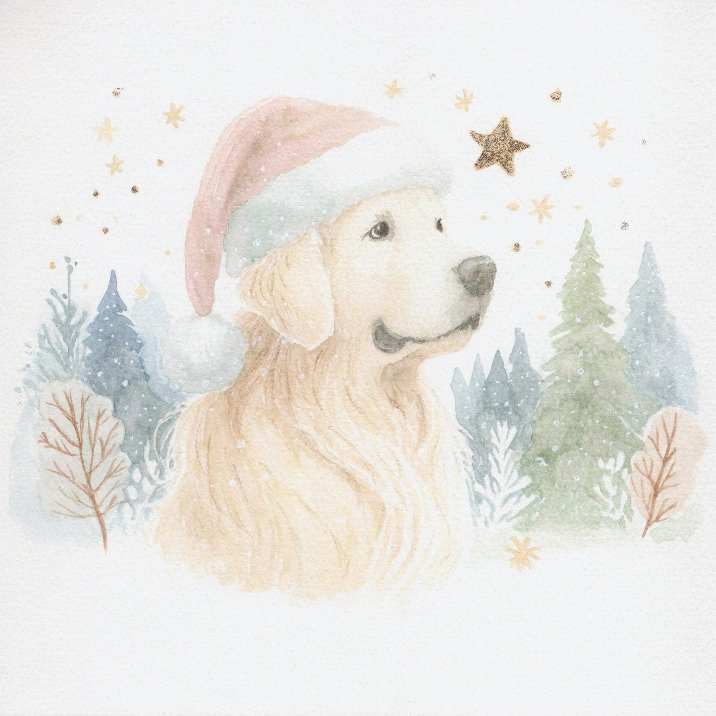 8x8 & 12x12 Watercolor - Golden Retriever